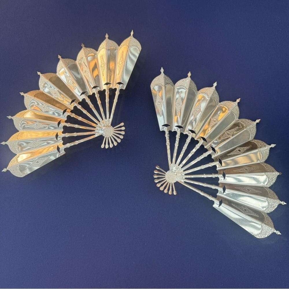 Brass Vintage HOMCO Home Interior Ornate Fan Wall Art Decor Lot 2 gold color